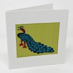 Fair Trade Embroidered Peacock Greeting Card